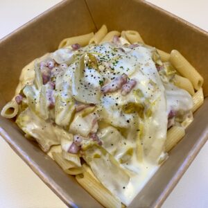 Pasta met witloof en spek