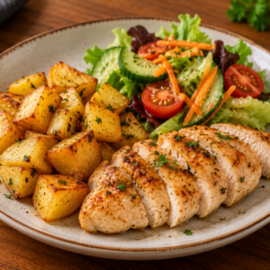 KIDS 3. KIPFILET MET GEBAKKEN PATATJES EN SALADE