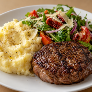 2. HAMBURGER MET PUREE EN ZUIDERSE SALADE